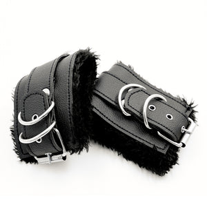 Furry Leather Handcuffs