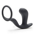 Black Cock Ring with Butt Plug - Slate